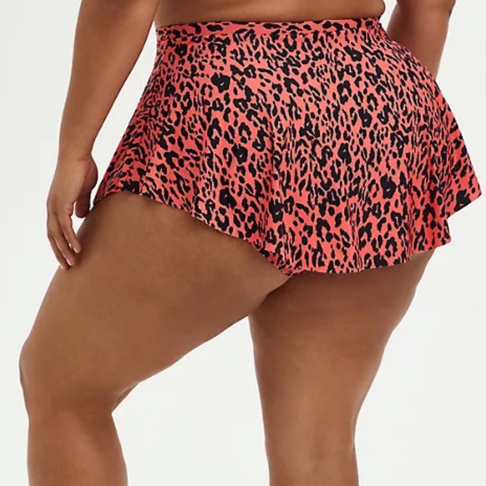 Torrid Coral Leopard One Shoulder Bikini Top & Swim Skirt - Picture 7 of 8